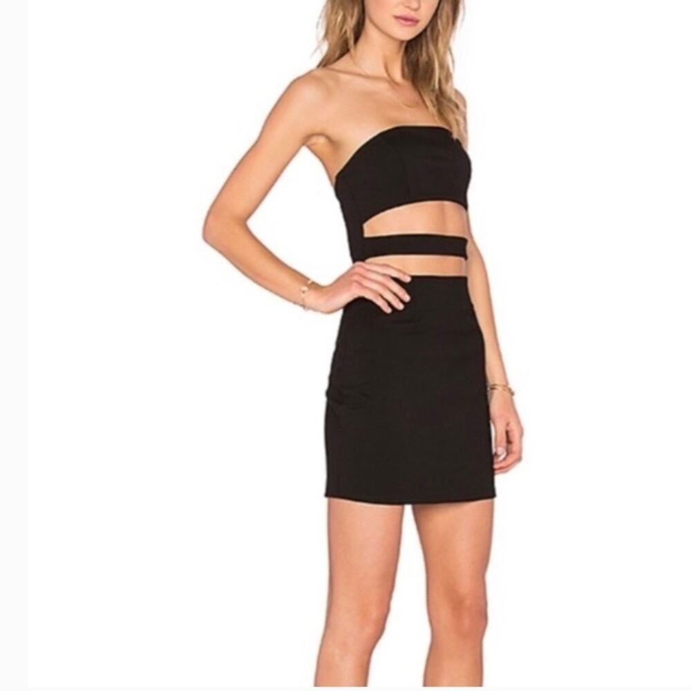 NBD Black Strapless Waist Cutout Mini Dress Size Large - Picture 1 of 7